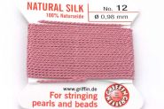 Ægte silketråd 0,98 mm Mørk Pink med nål