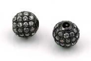 Rhinsten perle 8 mm, Gunmetal/klar