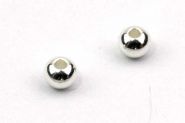 Rustfri stål perle sølv 5 mm, hul 1,5 mm