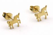 Ørestikker rustfri stål Guldbelagt  hest 9 mm
