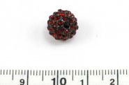 Rhinsten perle 10 mm, Sort/Rød