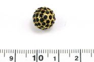 Rhinsten perle 10 mm, Guldbelagt/Sort