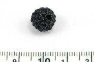 Rhinsten perle 10 mm, Sort/Blå