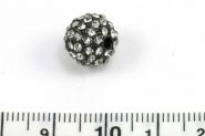 Rhinsten perle 10 mm, Sort/Klar
