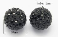 Rhinsten perle halvboret 10 mm sort
