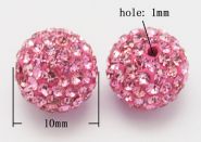 Rhinsten perler 10 mm Rosa