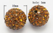 Rhinsten perler 10 mm gylden