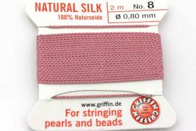 Ægte silketråd 0,80 mm Mørk Pink med nål 