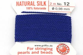 Ægte silketråd 0,98 mm Mørk blå med nål 