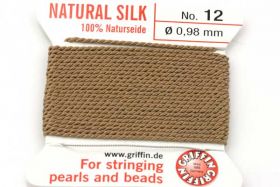 Ægte silketråd 0,98 mm Beige med nål 