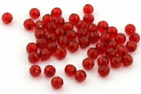 Acryl perler facetterede rød 8mm - 50 stk 