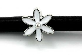 Charms til 6 mm snøre sølvbelagt blomst 