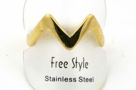 Fingerring rustfri stål  V shape Guldbelagt 7 - 17,3 mm
