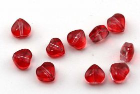 Glasperle hjerte rød 10 stk 