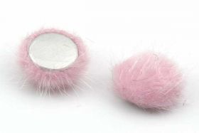 Cabochon Fake Fur Halvrund Pink 1 par 