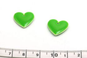 Vedhæng 15 mm hjerte grøn 12 stk 