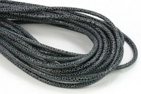 Randsyet læder 4 mm sort/grå 1/2 mtr 