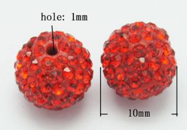 Rhinsten perler 10 mm Rød 