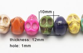 Magnesit skull mix farve 10x12 mm 
