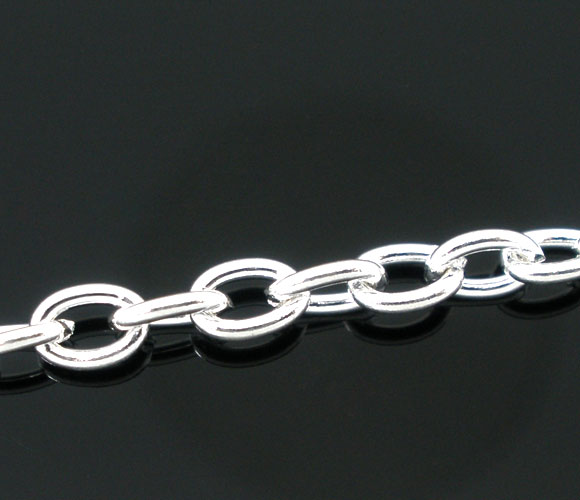 Kæde 5 x 3,5 mm sølvbelagt aluminium 