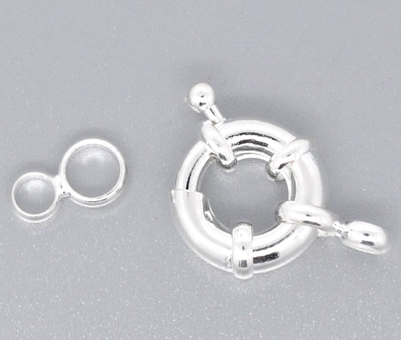 Fjederlås sølvbelagt med ring 15 mm 