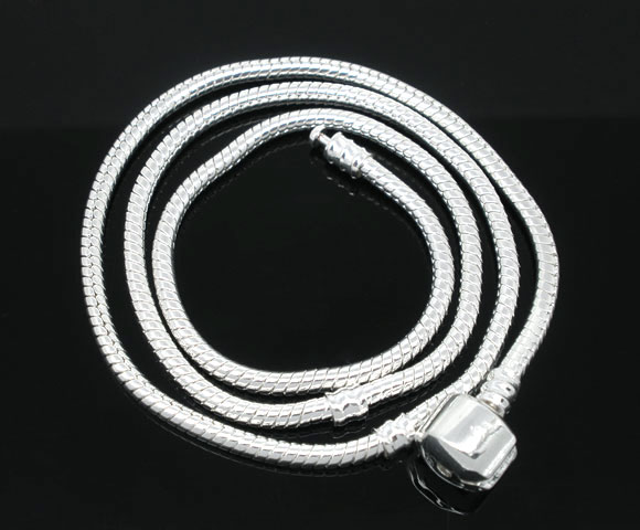 Halskæde til store perler Sølvbelagt 46 cm 
