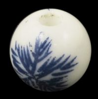 Porcelæns perler håndlavede med blåt motiv 