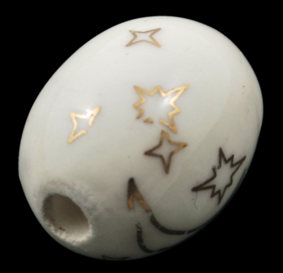 Porcelæns perler håndlavede 18x14 mm hvid 