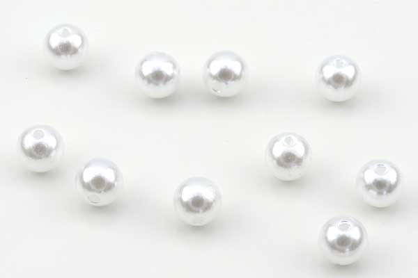 Acryl perler Bubblegum Hvid Perlemor 8 mm - ca.50 stk 