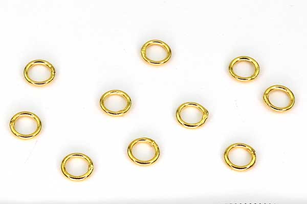 O-ringe Guldbelagt lukkede 5 mm hul ca.20 stk 