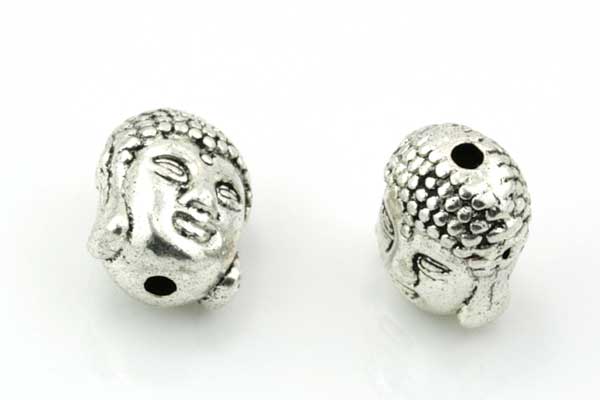 Buddha perle sølv farve 11x9 mm 