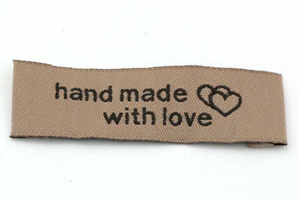 Hand made with love mærke 50x15 mm Brun 