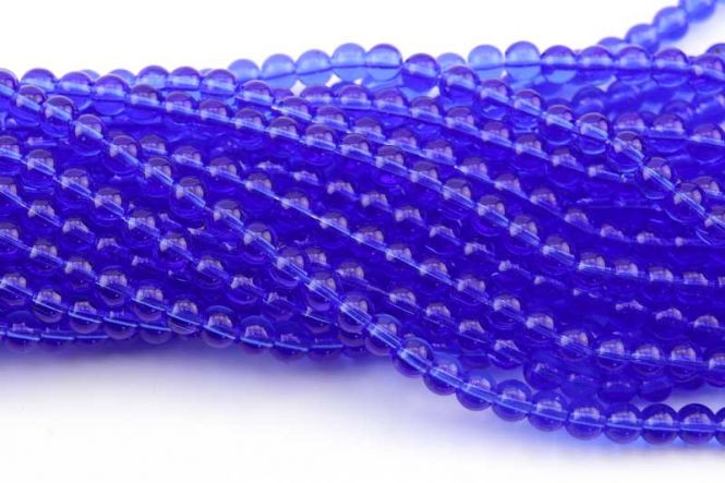 Glasperler 6 mm mellem blå 