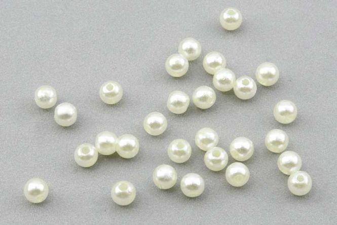 Acryl perler Creme Hvid Perlemor 6 mm - ca. 100 stk 