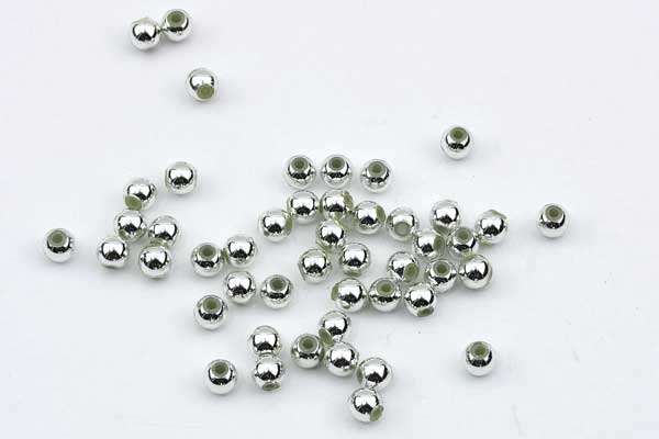 Acryl perler Bubblegum 5 mm Sølv farve - ca. 100 stk 