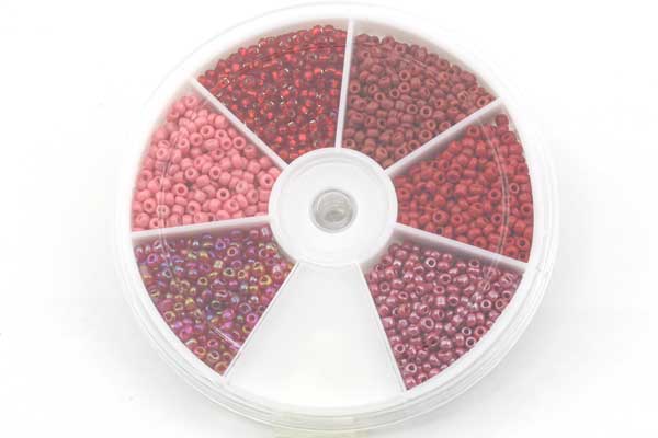 Seed beads sortiment mix rød 2 mm 12/0 