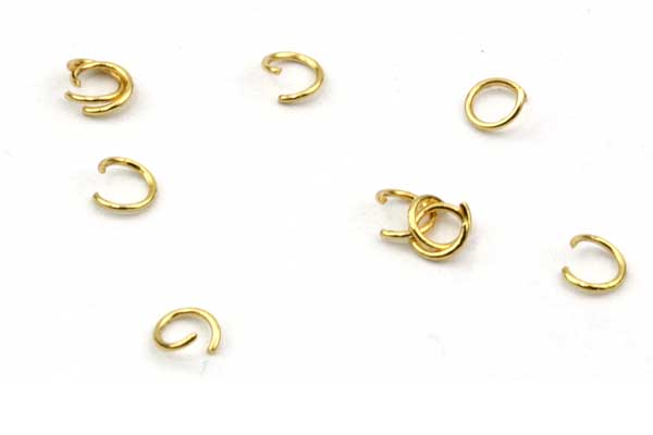O-ringe rustfri stål Guldbelagt hul 2,3 mm 20 stk 