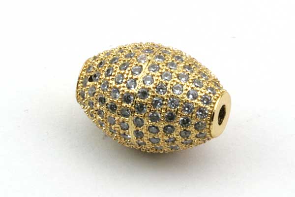 Metal perle Guldbelagt med rhinsten aflang 