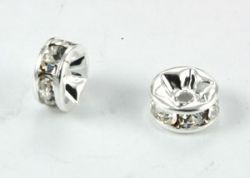 Rhinstens rondel 7 mm silver / crystal 