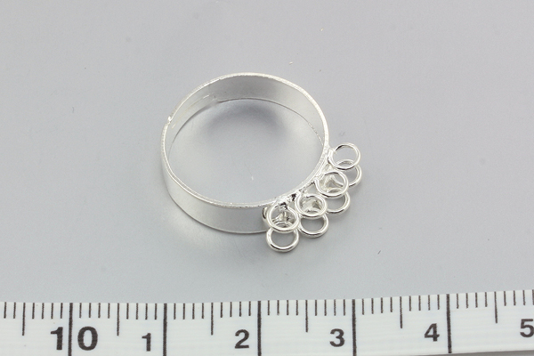 Fingerring sølv metal m. 8 loops justerbar 18 mm 