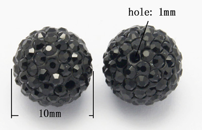Rhinsten perler 10 mm sort 