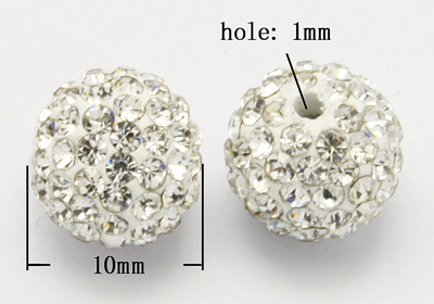 Rhinsten perle halvboret 10 mm klar 