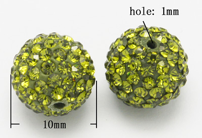 Rhinsten perler 10 mm Grøn 