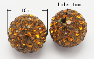 Rhinsten perler 10 mm gylden 
