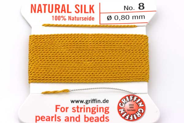 Gul Perletråd af ægte silke fra griffin - køb